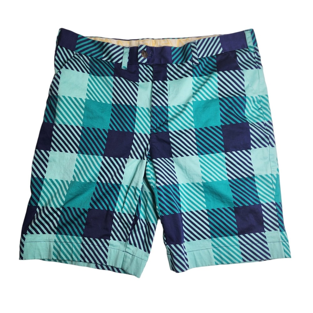 Loudmouth Golf Shorts Blue Turquoise Geometric Pattern‎ Size 38